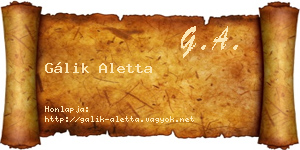 Gálik Aletta névjegykártya